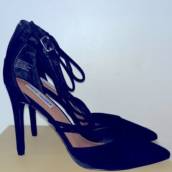 Black Steve Madden Suede Heels size 9.5 NWB - Picture 3 of 8